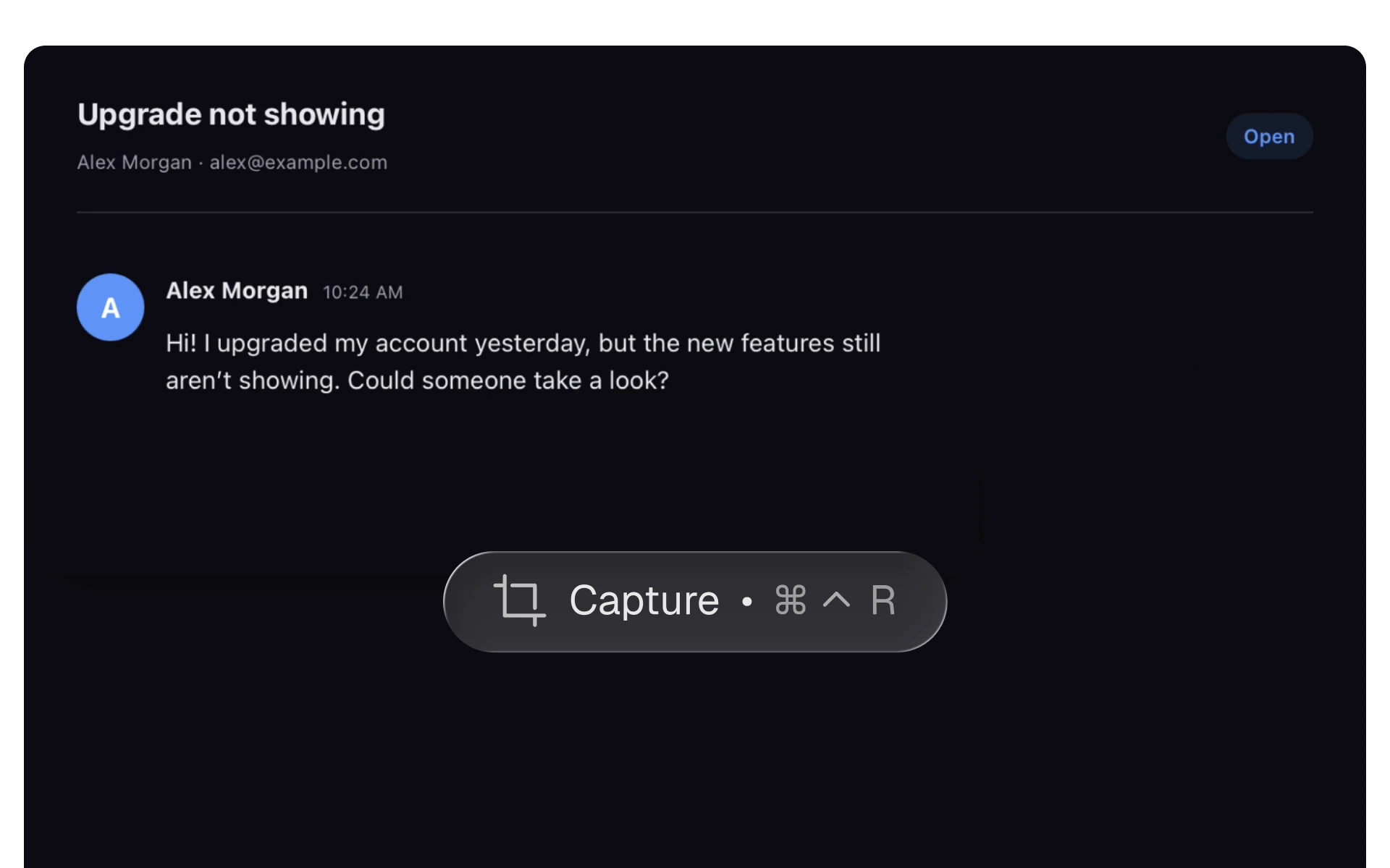 A support inbox with the WriteButler global shortcut shown over the conversation
